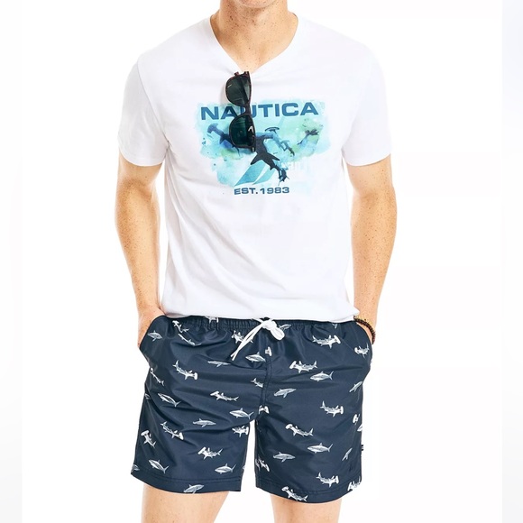 NWT Nautica x Shark Week quick dry swimming trunks mens size xs brand new w tags - Picture 6 of 8